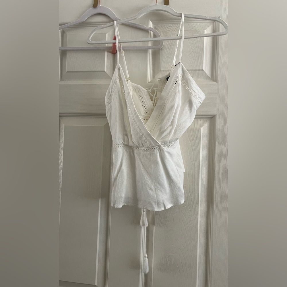 Miss Me White Wrap Tie Front Blouse